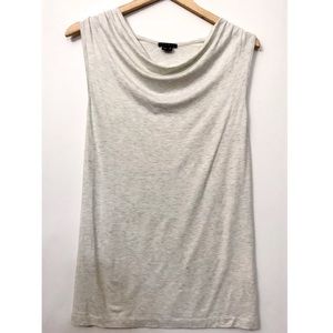 Theory Cream Sleeveless Drape Neck Tank Top